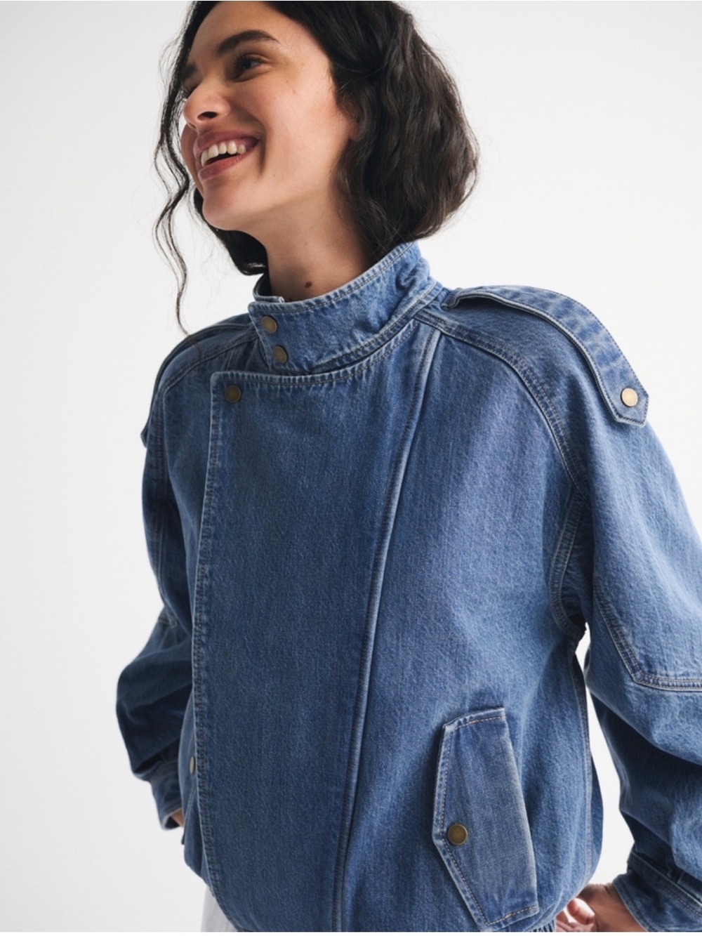 NWT A&F Relaxed DenimBomber Jacket - Picture 4 of 5